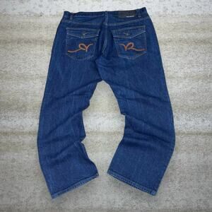 Vintage Y2K Rocawear Skater Jeans 38x30 Baggy Wide Leg Dark Wash Denim Rap